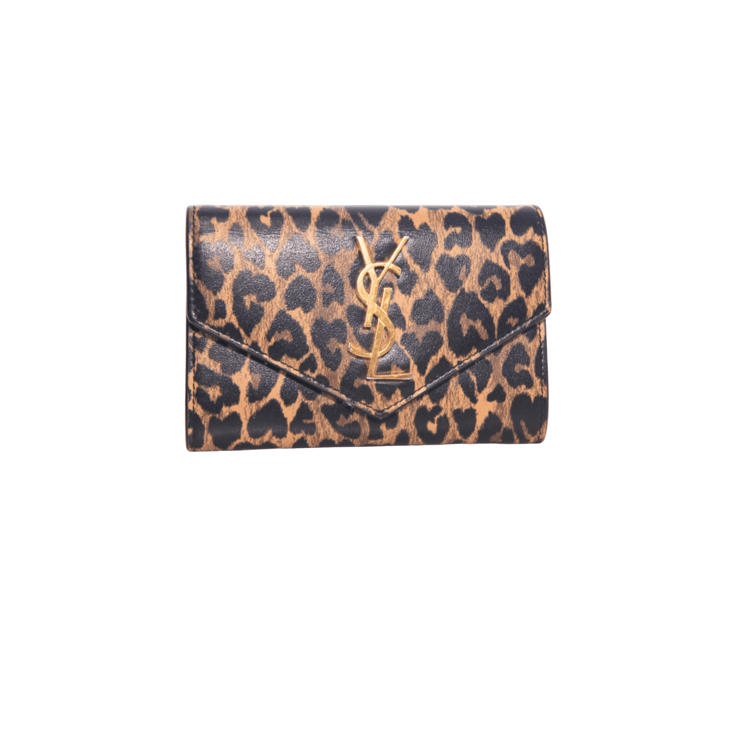 Saint Laurent Leopard Print Leather Zip Wallet