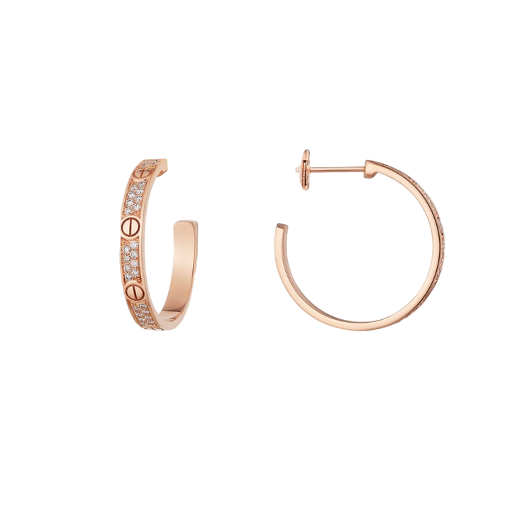 Cartier Love Earrings Rose Gold Diamonds