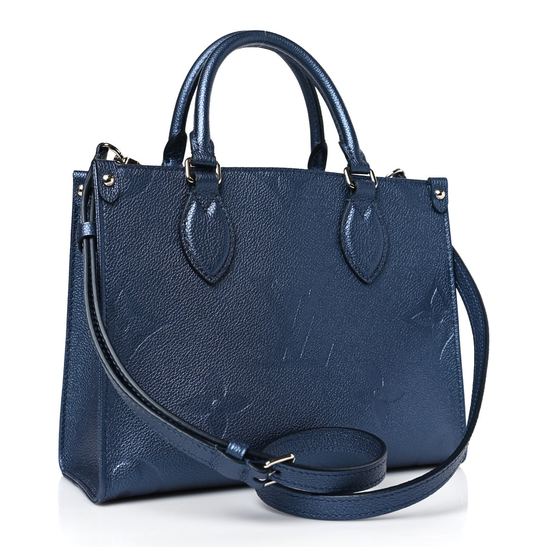 Louis Vuitton Metallic Empreinte Monogram Giant Onthego PM Navy Nacre - Gemaee  UAE