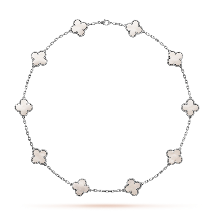 Van Cleef & Arpels  Vintage Alhambra Necklace 10 Motifs  White Gold