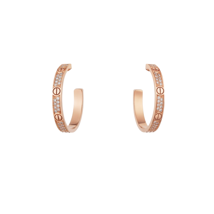 Cartier Love Earrings Rose Gold Diamonds