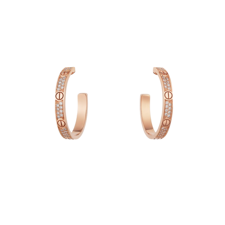 Cartier Love Earrings Rose Gold Diamonds