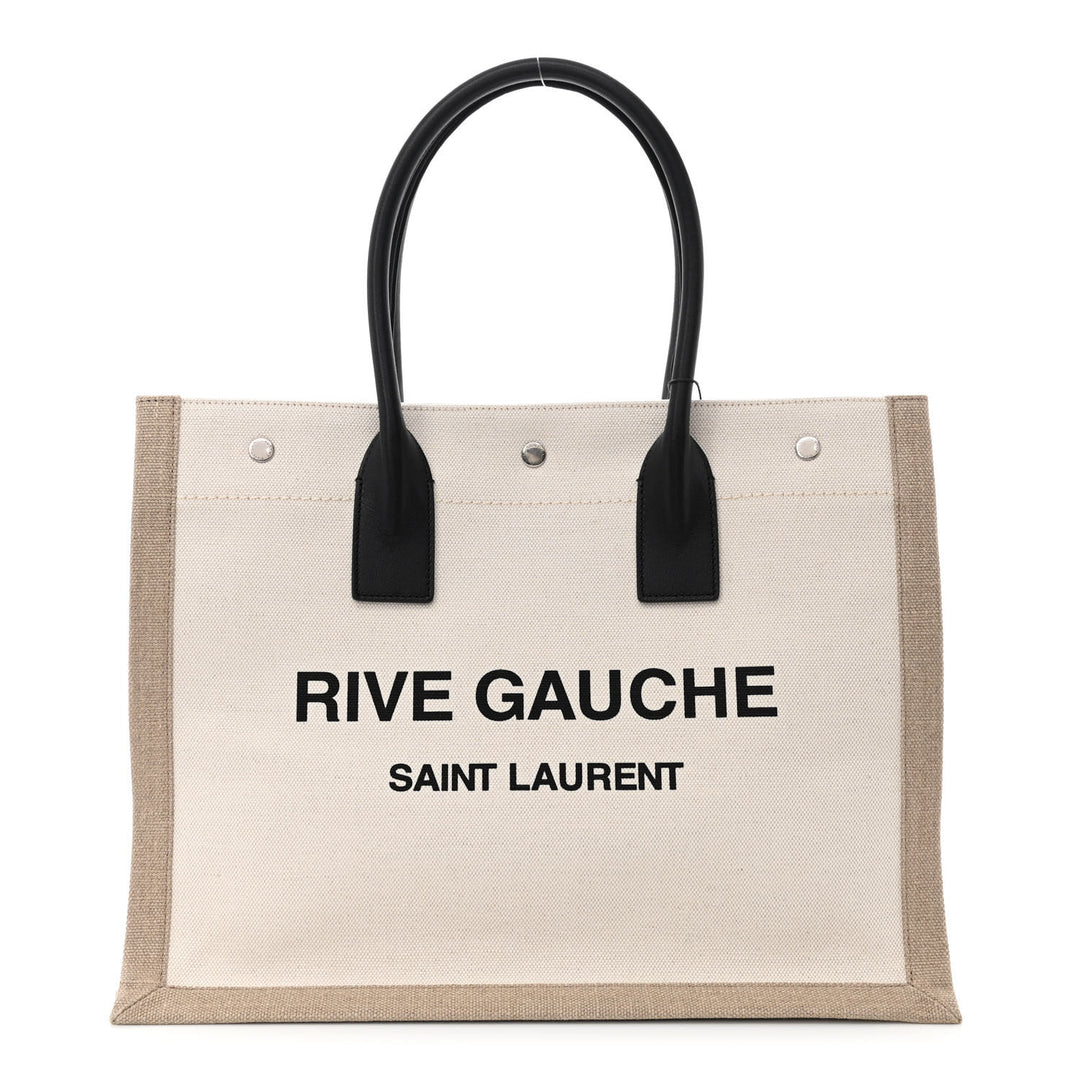 Saint Laurent  Linen Calfskin Rive Gauche Tote Bag