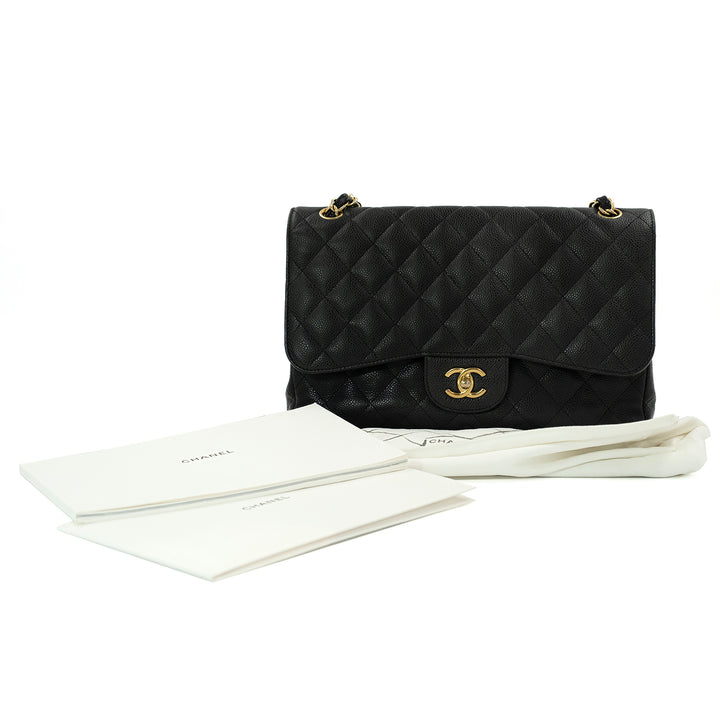 Chanel Black CC Classic Double Flap Large Bag