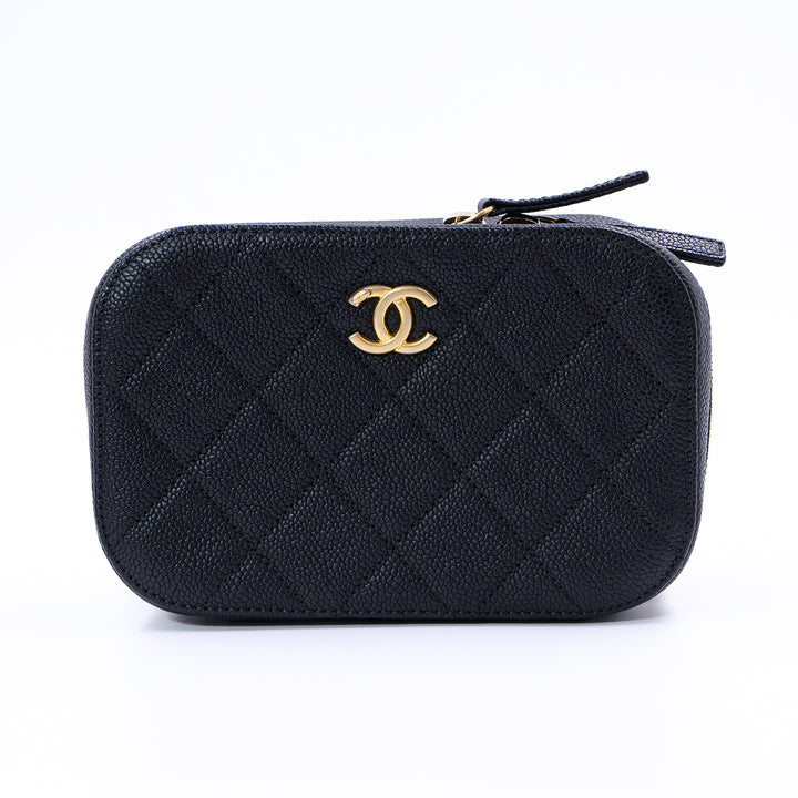 Chanel Black Quilted Caviar Leather chic Affinity Belt Bag