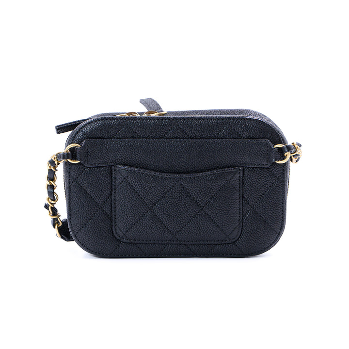 Chanel Black Quilted Caviar Leather chic Affinity Belt Bag