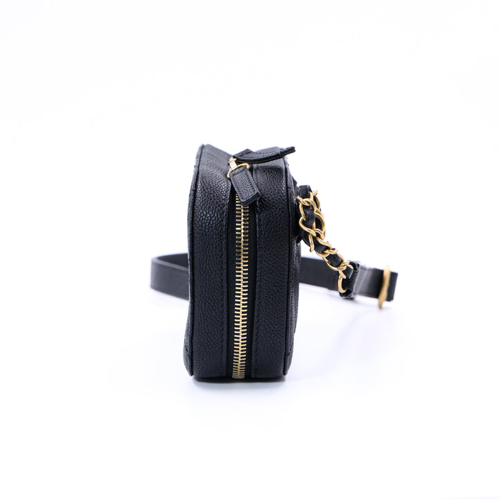 Chanel Black Quilted Caviar Leather chic Affinity Belt Bag