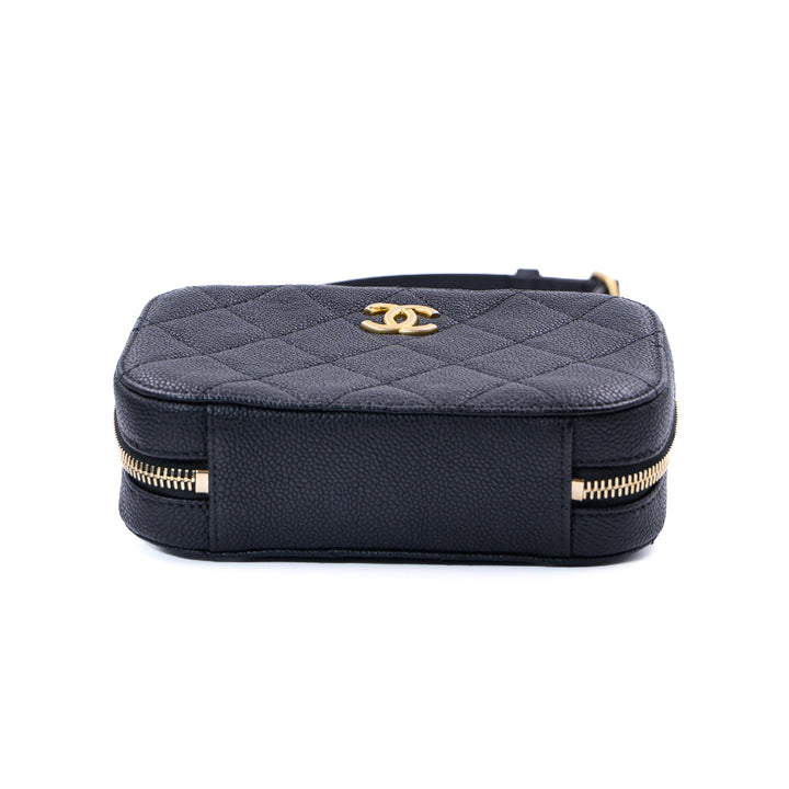 Chanel Black Quilted Caviar Leather chic Affinity Belt Bag