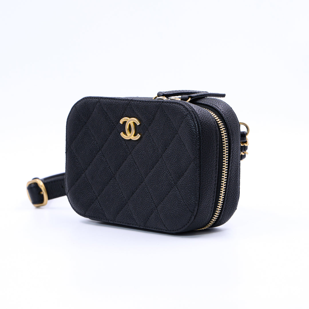 Chanel Black Quilted Caviar Leather chic Affinity Belt Bag