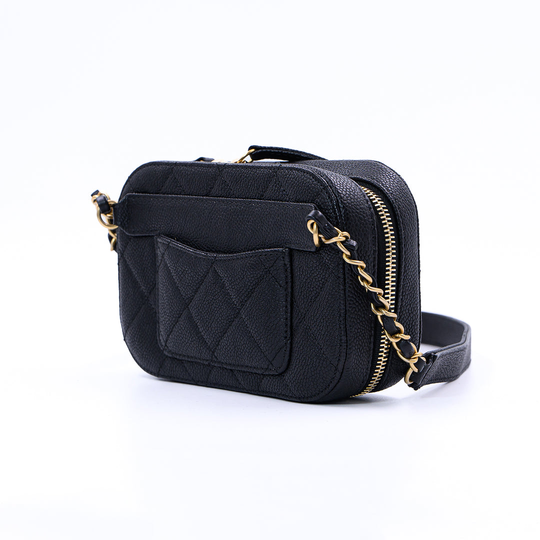 Chanel Black Quilted Caviar Leather chic Affinity Belt Bag