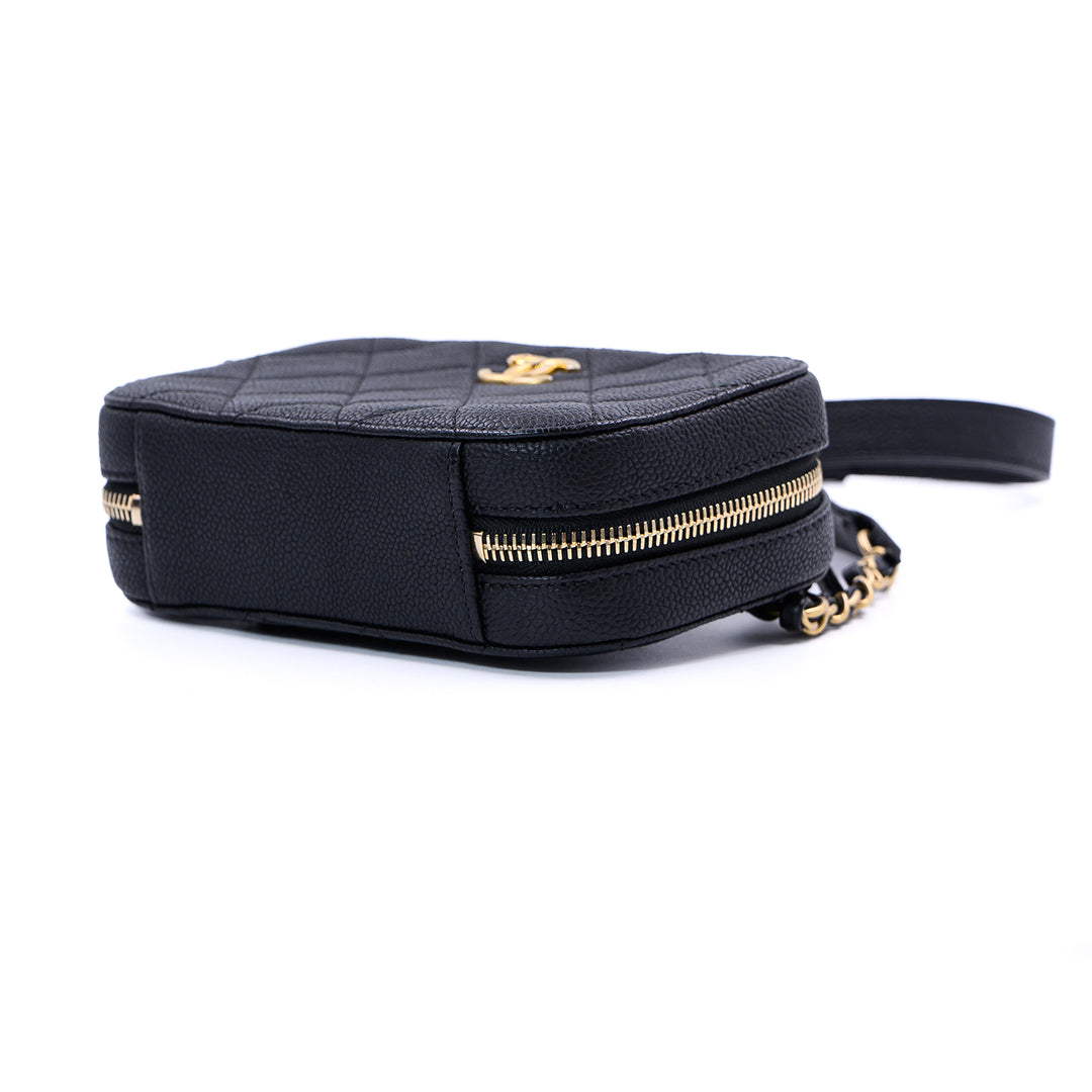 Chanel Black Quilted Caviar Leather chic Affinity Belt Bag