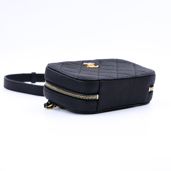 Chanel Black Quilted Caviar Leather chic Affinity Belt Bag