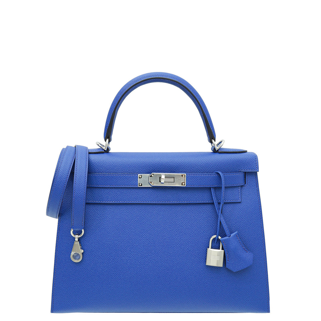 Hermès Kelly 28 Handbag In Electric Blue Epsom Leather Bag