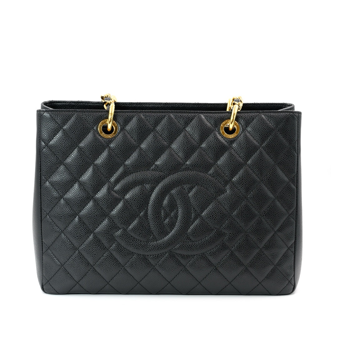 Chanel Black Quilted Caviar Leather Grand GST Shopper Tote Bag