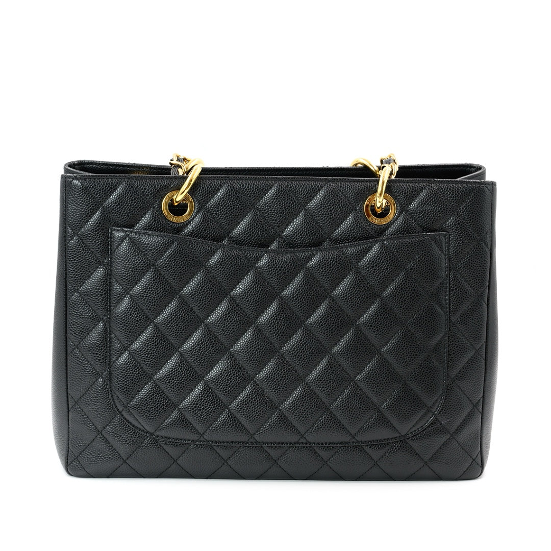 Chanel Black Quilted Caviar Leather Grand GST Shopper Tote