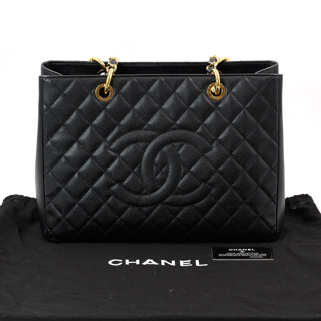 Chanel Black Quilted Caviar Leather Grand GST Shopper Tote