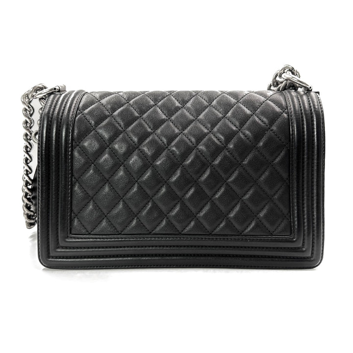 Chanel Black Leather Chain shoulder Boy Bag