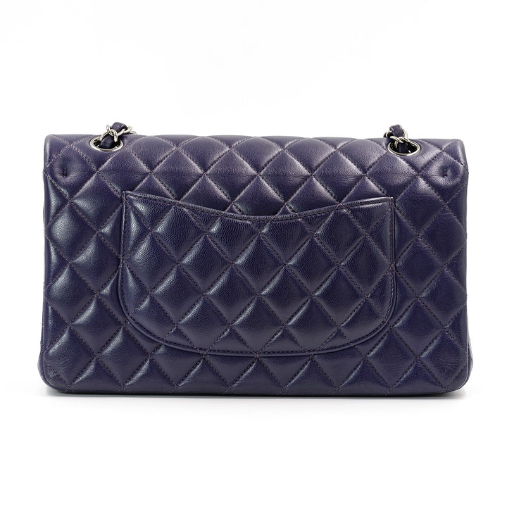 Chanel Dark Purple Lambskin Matelasse Double Flap Shoulder Bag