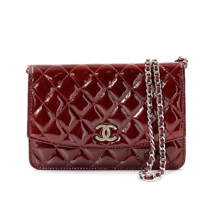 Chanel Red Quilted Patent Leather Brilliant WOC Clutch Bag