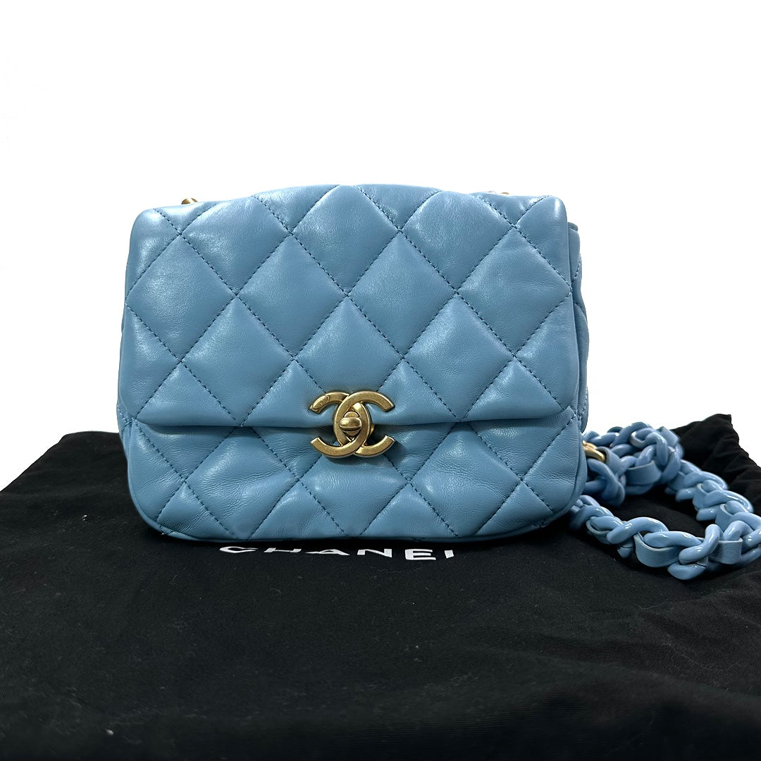 Chanel Blue Leather Candy Chain Flap Bag