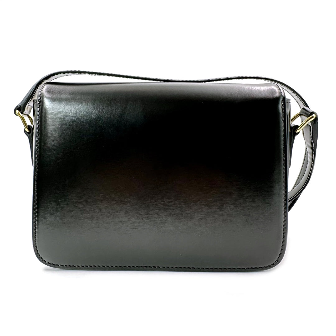 Céline Black Teen Triomphe Bag In Shiny calfskin