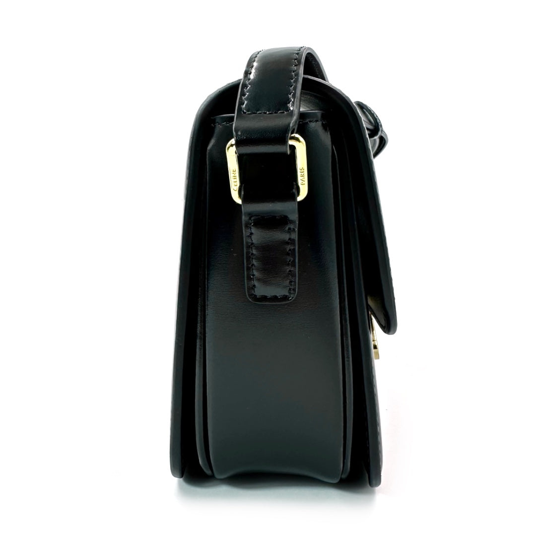 Céline Black Teen Triomphe Bag In Shiny calfskin