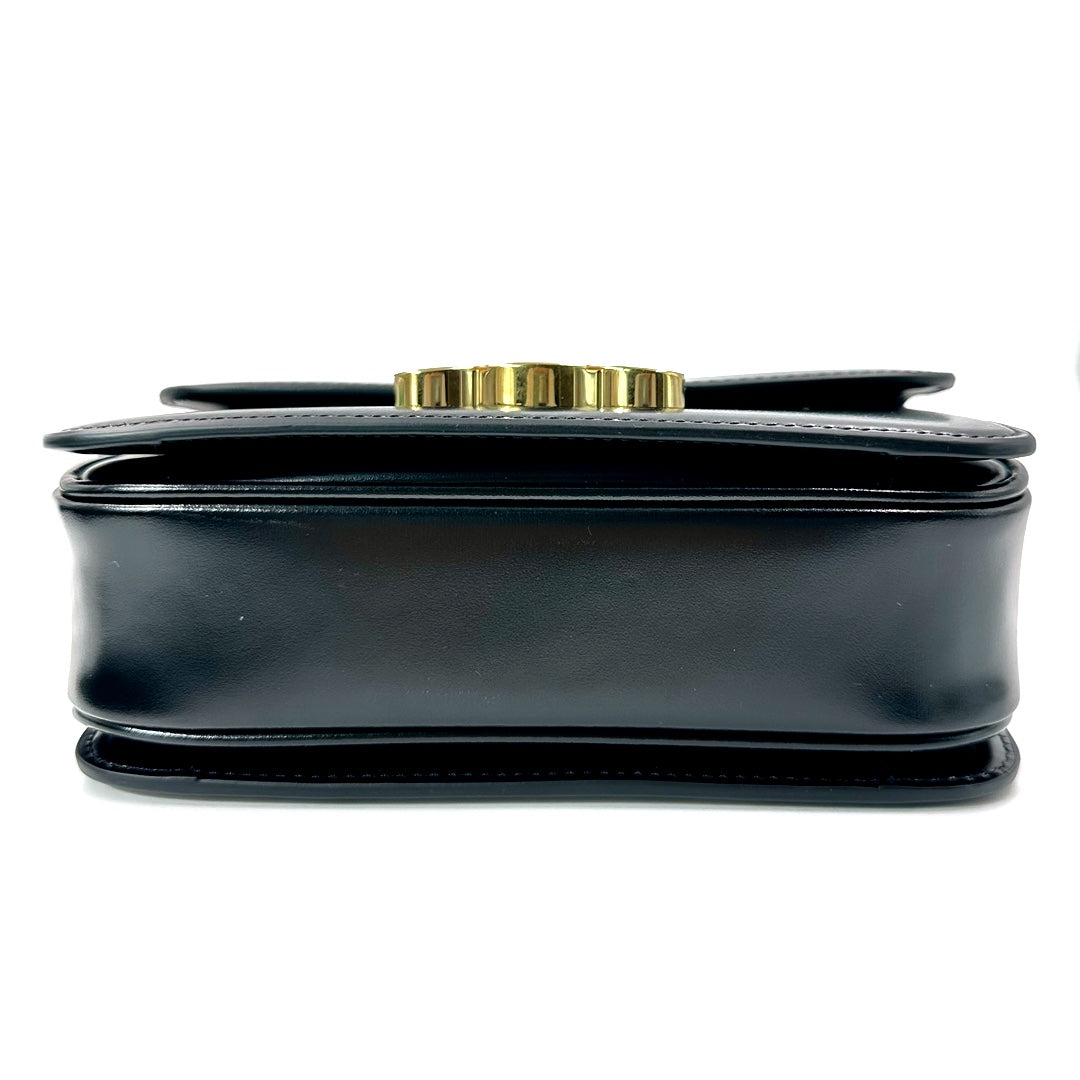 Céline Black Teen Triomphe Bag In Shiny calfskin