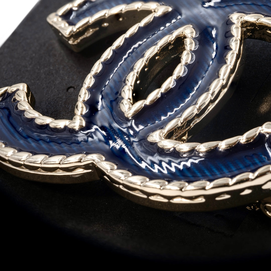 Chanel Navy Blue Brooch