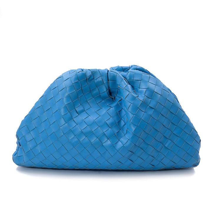 Bottega Veneta Blue Intrecciato Leather Pouch Clutch