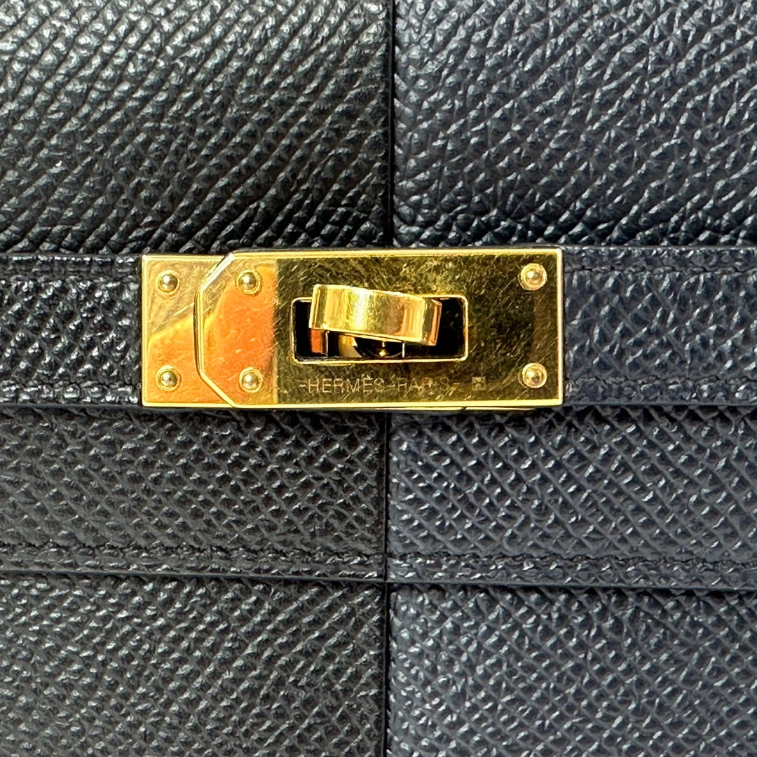 Hermès Bleu Indigo/Noir/Bleu Frida Kelly To Go Wallet Bag