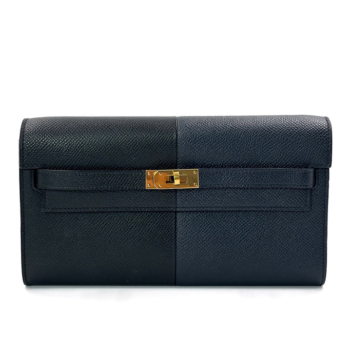 Hermès Bleu Indigo/Noir/Bleu Frida Kelly To Go Wallet Bag