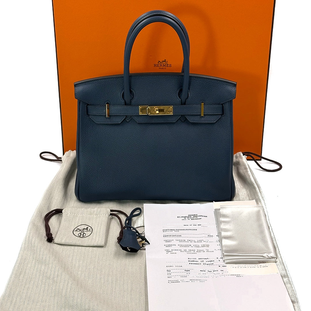 Hermès Birkin 30 bleu de prusse Togo Leather Gold Hardware Bag