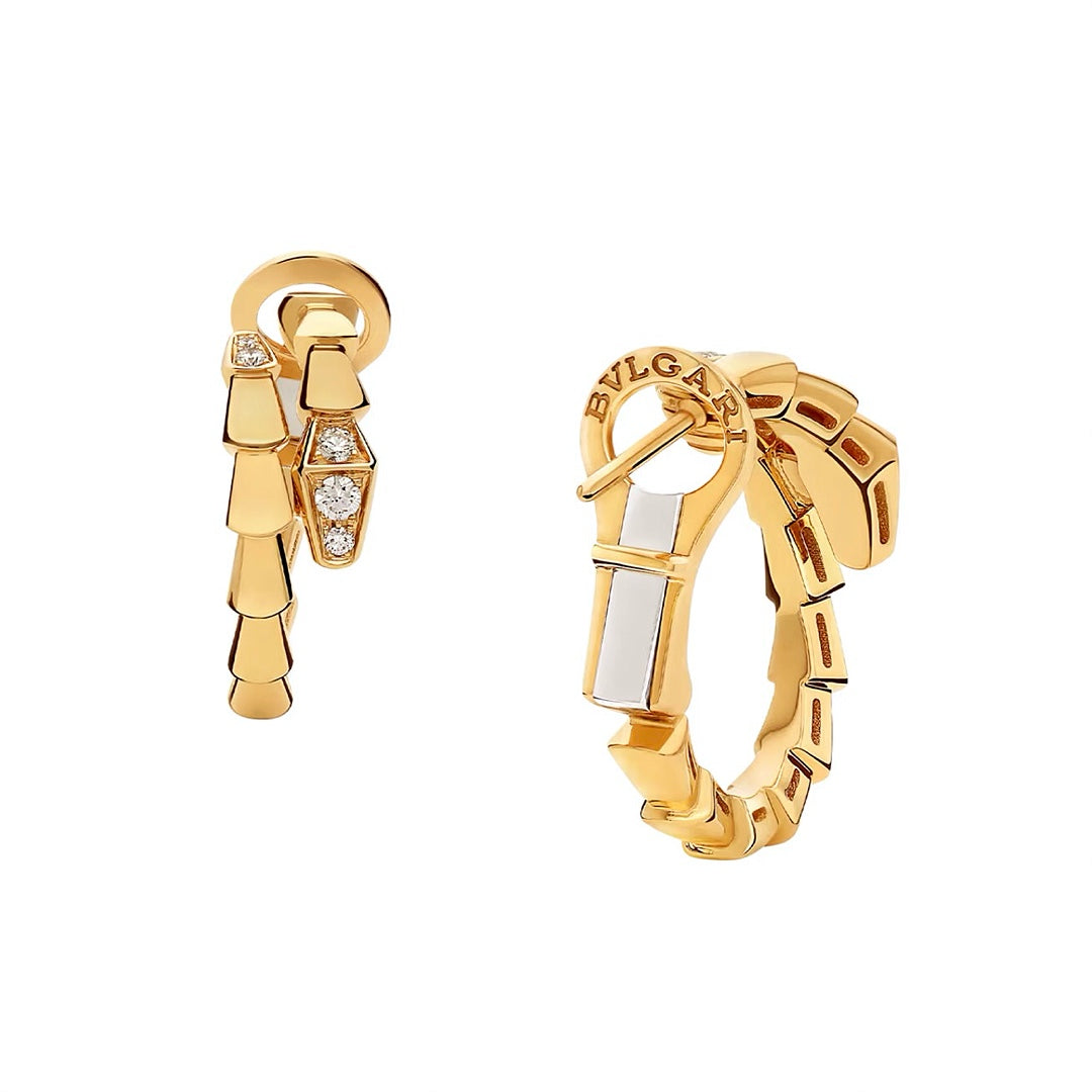 Bulgari serpenti viper Earrings in Yellow Gold with Diamonds