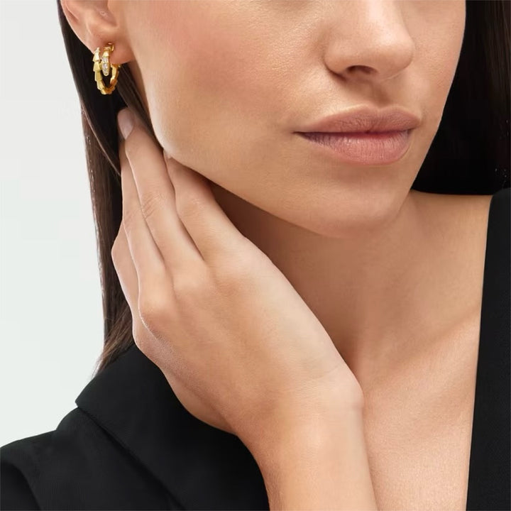 Bulgari serpenti viper Earrings in Yellow Gold with Diamonds