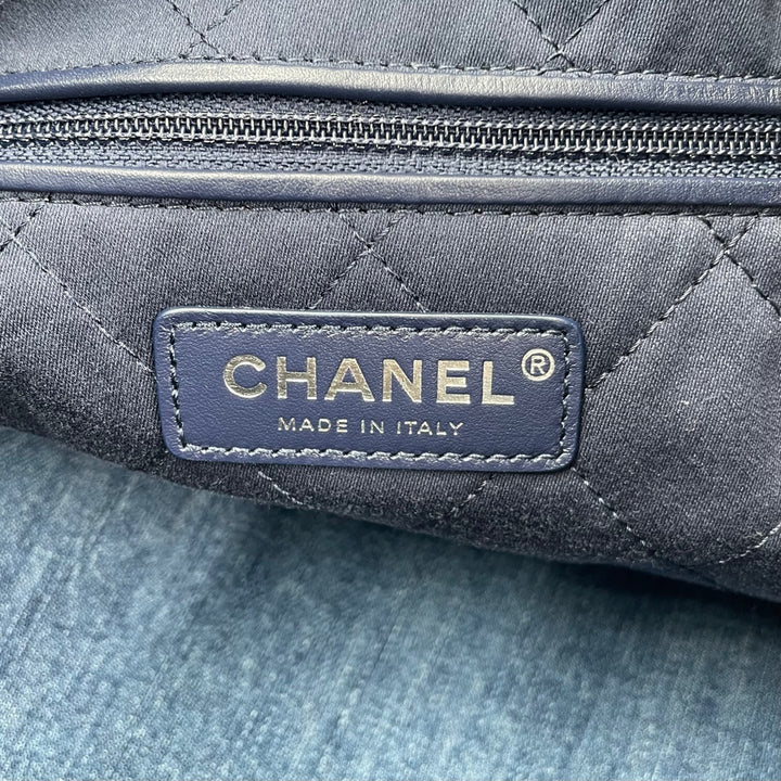 Chanel 22 Small Handbag in Blue Denim