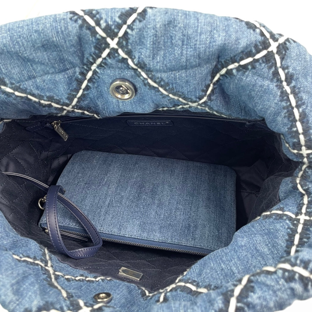 Chanel 22 Small Handbag in Blue Denim