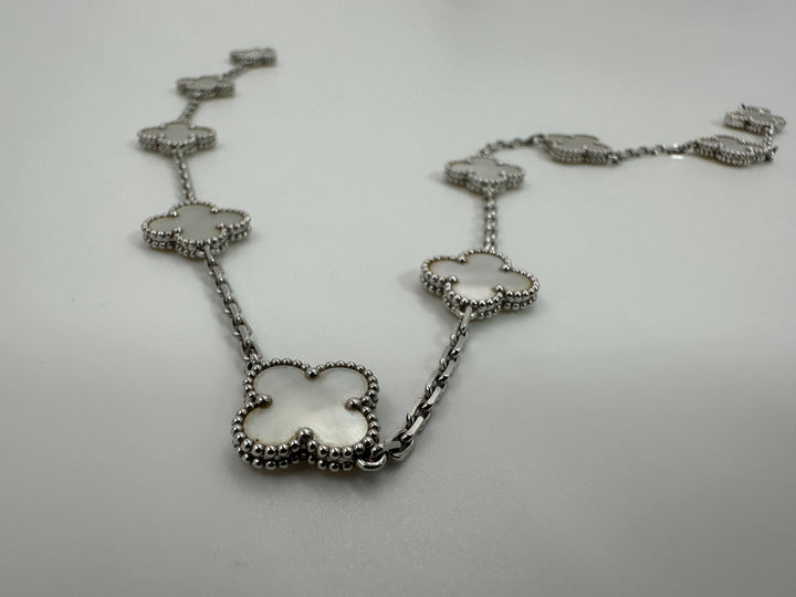 Van Cleef & Arpels  Vintage Alhambra Necklace 10 Motifs  White Gold