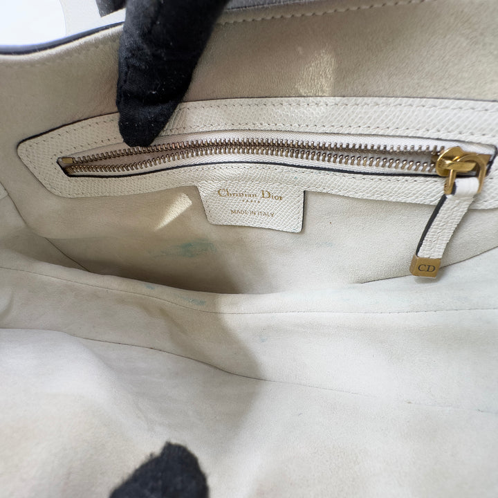 Christian Dior White Medium Saddle Bag