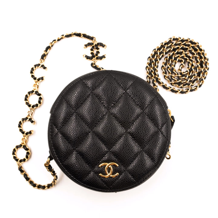 Chanel Black Caviar Round Shoulder Bag