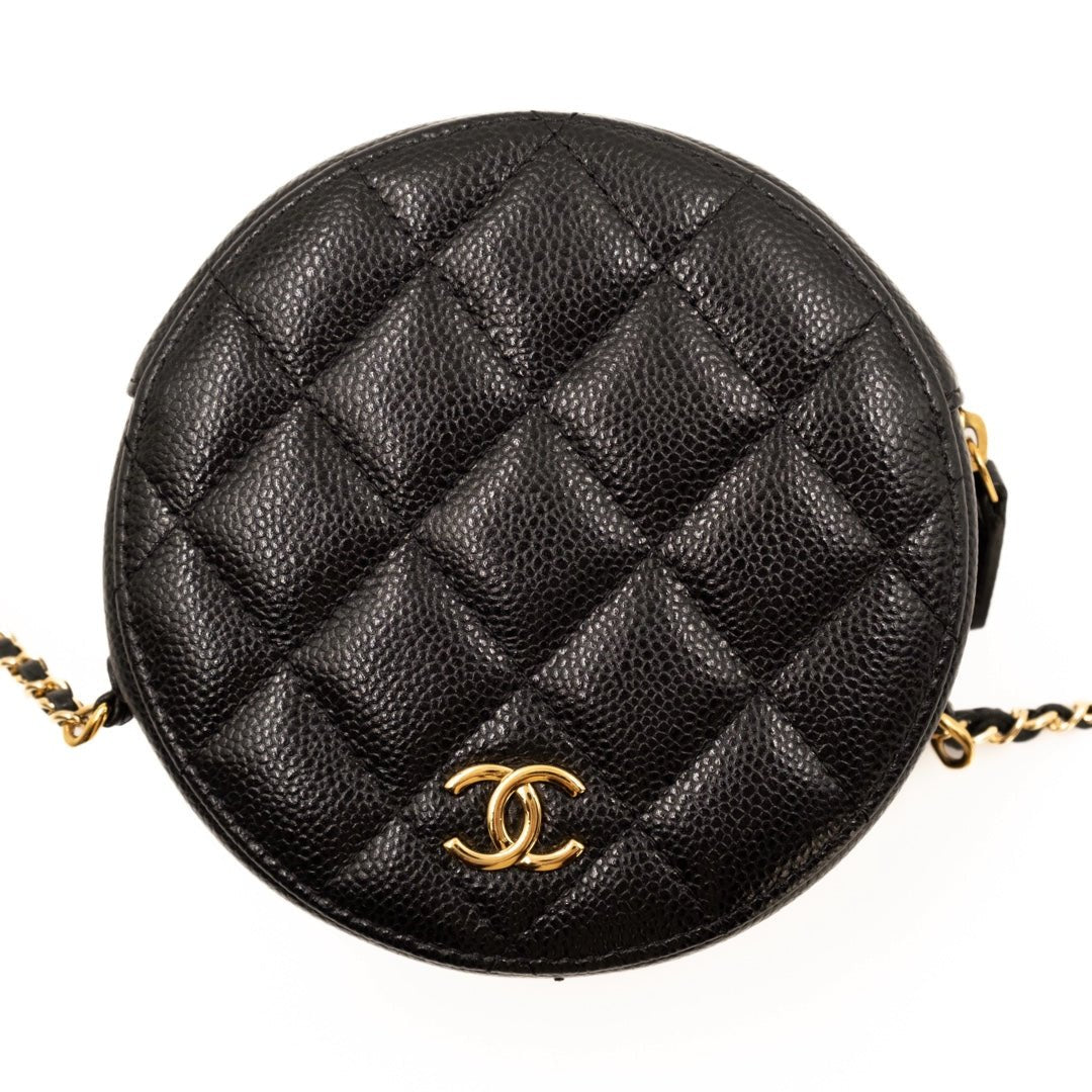 Chanel Black Caviar Round Shoulder Bag