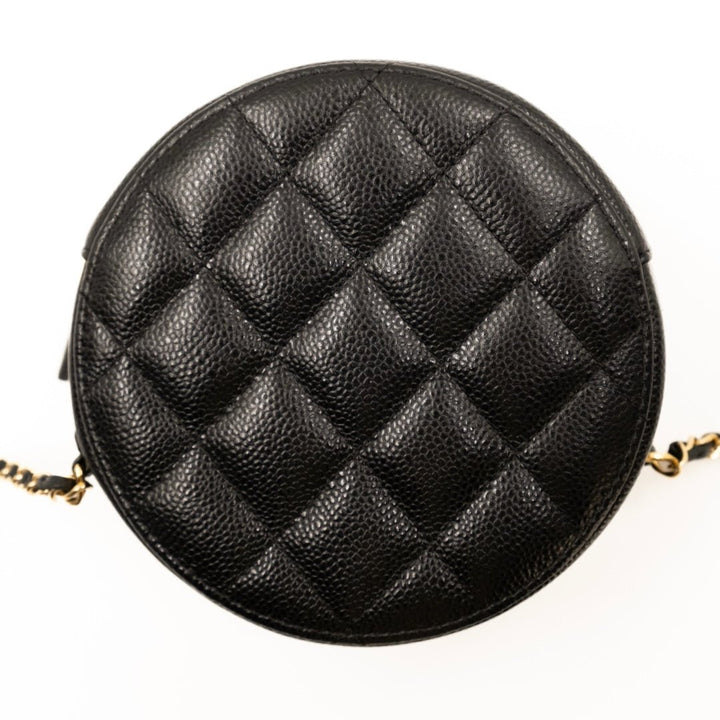 Chanel Black Caviar Round Shoulder Bag