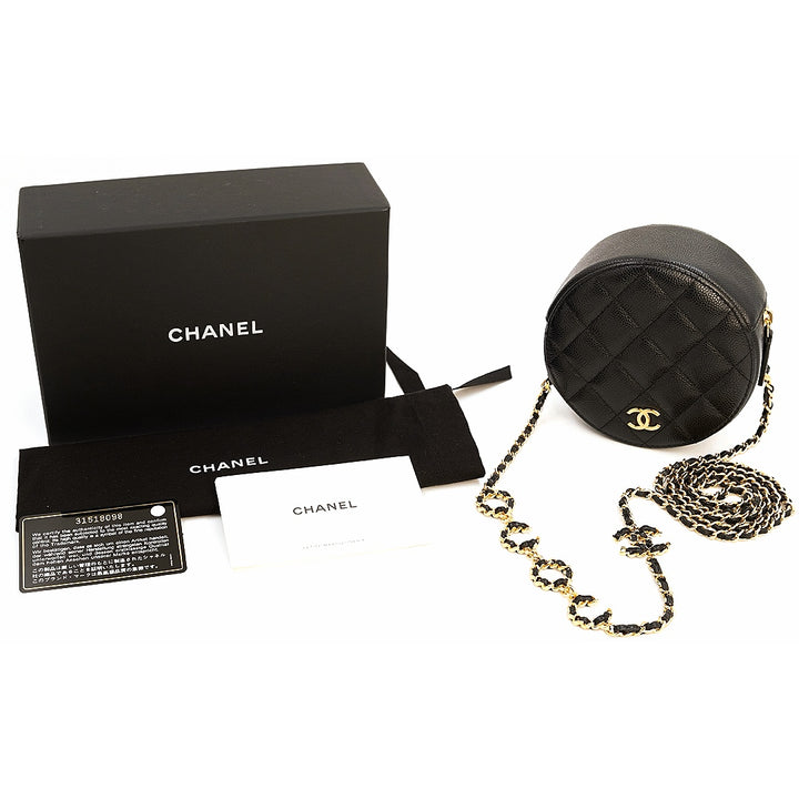 Chanel Black Caviar Round Shoulder Bag