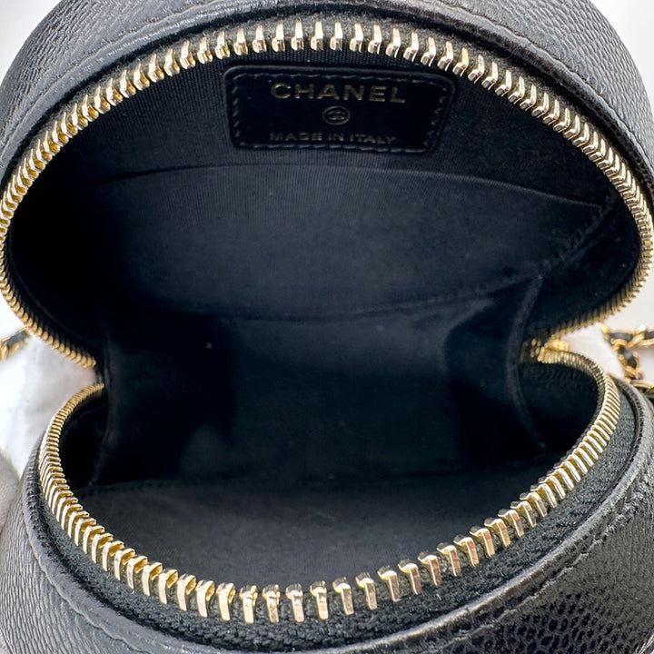 Chanel Black Caviar Round Shoulder Bag