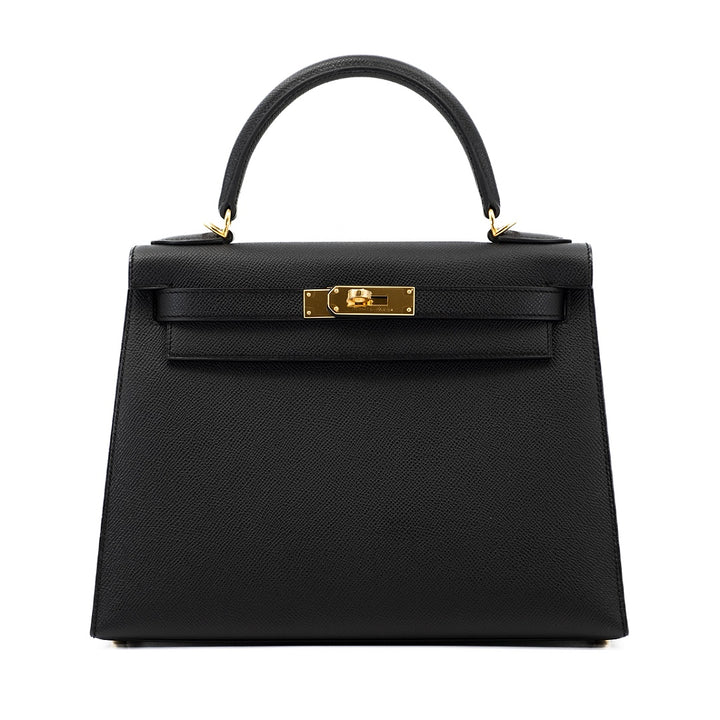 Hermès Black Epsom Sellier Kelly 28 Gold Hardware Bag