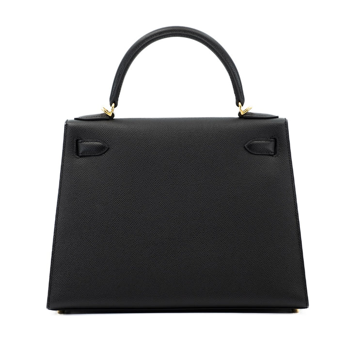 Hermès Black Epsom Sellier Kelly 28 Gold Hardware Bag