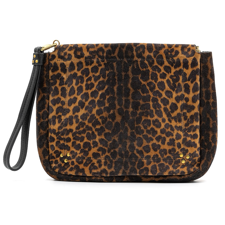 Jerome Dreyfuss Clap L leopard-print clutch bag