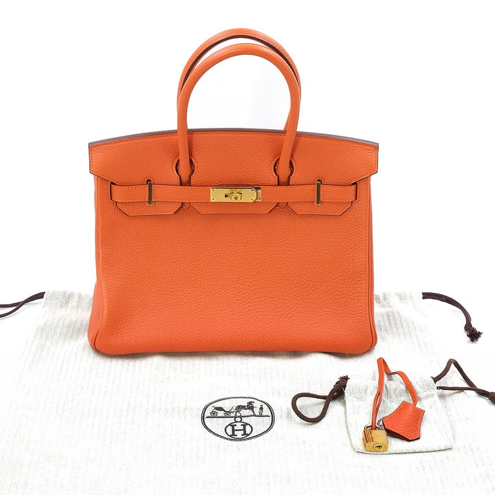 Hermès Orange Togo Leather Gold Hardware Birkin 30 Bag