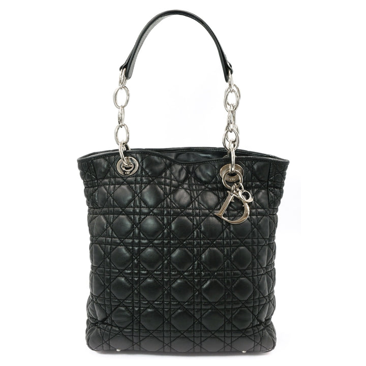 Dior Black Cannage Quilted Leather Soft Lady Dior Tote