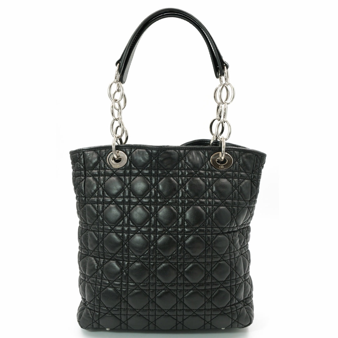 Dior Black Cannage Quilted Leather Soft Lady Dior Tote