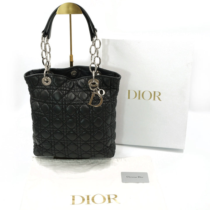 Dior Black Cannage Quilted Leather Soft Lady Dior Tote